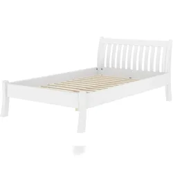 Erst-Holz Weißes, breites Einzelbett 120x200 Kiefer massiv V-60.61W-12 Rollrost inkl.