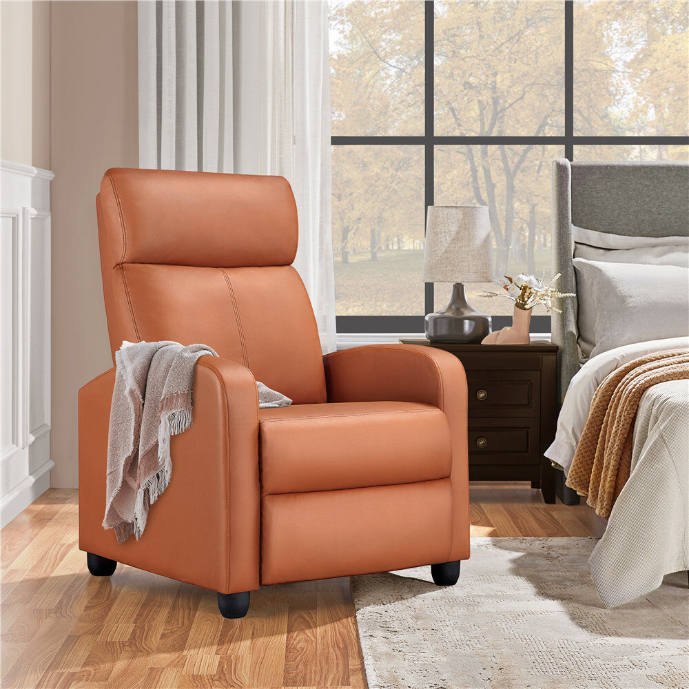 Yaheetech Manual Glider Recliner Armchair with 3 Relaxation Modes Tan 99.5cm H X 67cm W X 85cm D