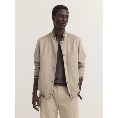 Collegejacke BUGATTI "Premium Suede", Herren, Gr. 52, beige (40, beige), 100% Polyester, unifarben, regular fit, Jacken Collegejacke, Regular Fit wasserabweisend