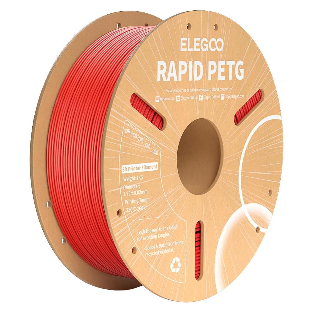 Elegoo RAPID PETG 1,75mm RED 1kg 3D FILAMENT (PETG, 1000 g, 1.75 mm) (50.203.0218)