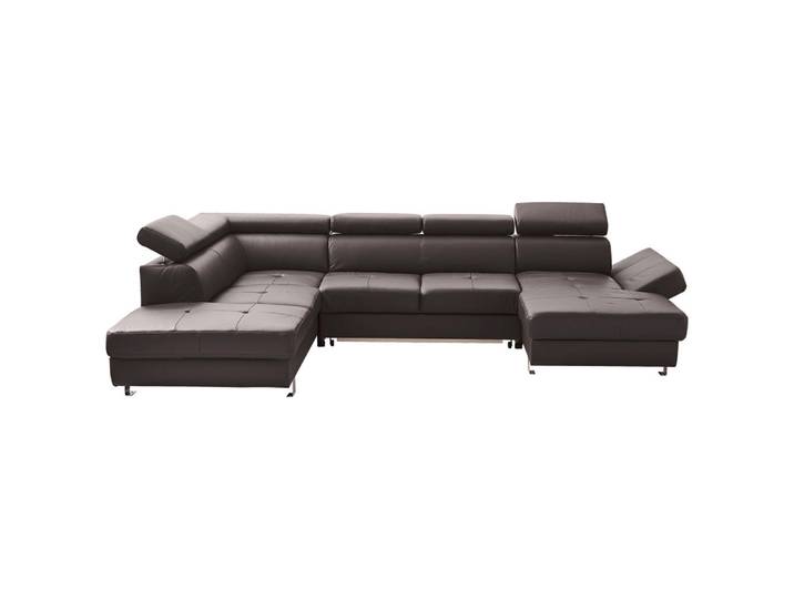 Stylife Wohnlandschaft, Dunkelbraun, Metall, Kombination Echtleder/Lederlook, Rindleder, 6-Sitzer, U-Form, 327x212 cm, Goldenes M, Lederauswahl, Stoffauswahl, seitenverkehrt erhältlich, Hocker Rücken echt, Wohnzimmer, Sofas & Couches, Wohnlandschaften, Wohnlandschaft U-Form