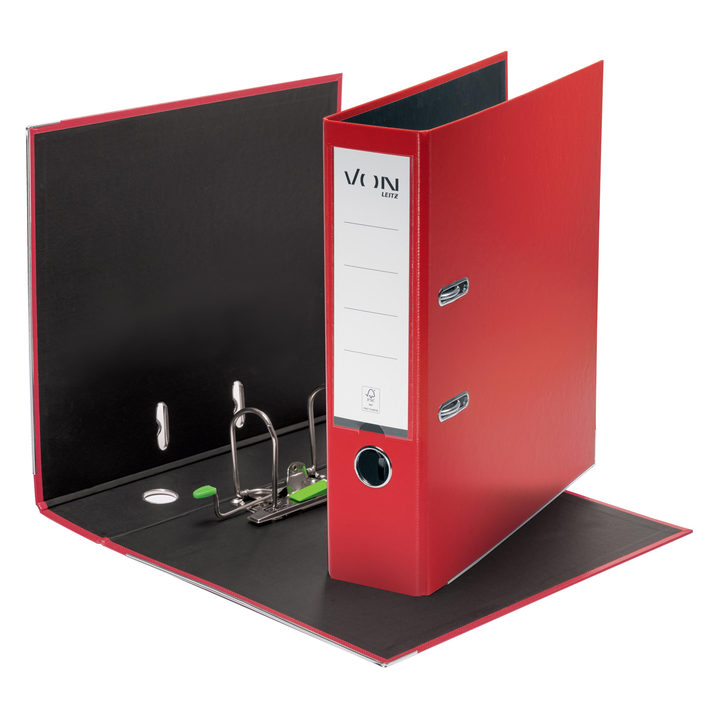 von Ordner mit PP/Papier, 8 cm, Rot (A4, 80 mm, 1 Stk.) (1055-00-25)
