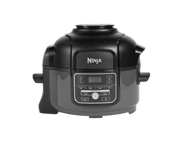 Ninja Foodi MINI Multikocher, 4,7L, 6-in-1 Multicooker, Pressure Cooker Schnellkochtopf, Airfryer Heißluftfritteuse, Slow Cooker Langsamkochen, 1460W, Grau/Schwarz OP100EU
