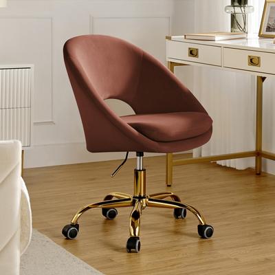 HULALA HOME Ramona Modern Velvet Height Adjustable 360 Swivel Task Chair with Metal Base