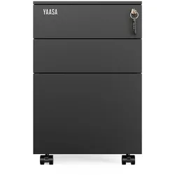Yaasa File Cabinet Edged, Schwarz - Rollcontainer für Schreibtisch - 40x60x50 cm
