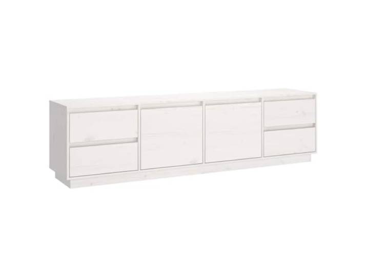 LMTYOENFG TV-Schrank Massivholz Kiefer Weiß 176x37x47,5 cm Rustikales Lowboard aus echtem Kiefernholz mit geräumigen Fächern für Ordnung im Wohnzimmer.