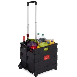 Relaxdays 2 x Einkaufstrolley klappbar Schwarz