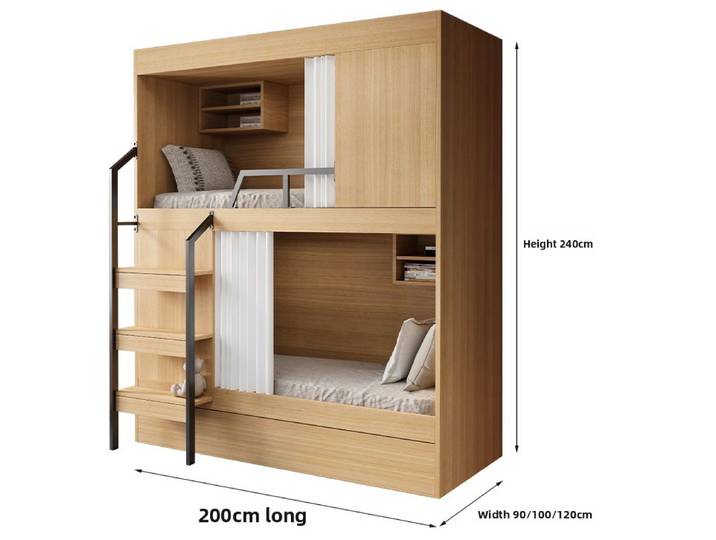 Lit familial parent-enfant, capsule spatiale, lit superposé haut et bas, lit superposé pour personnel, lit superposé en bois pour hôtel