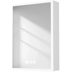 Emke, Spiegelschrank, Badezimmerspiegel Schrank 70x50 cm mit Steckdose, silber, Farbtemperatur einstellbar, Antibeschlag (70 x 50 x 70 cm)