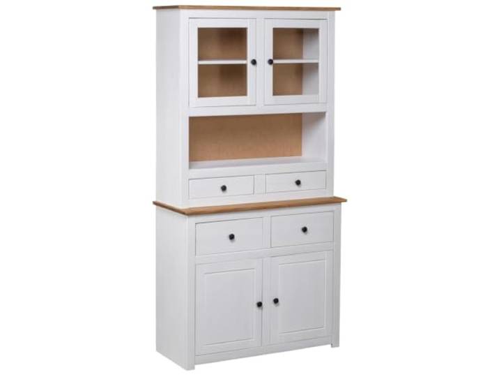 HPUYRFG Highboard Weiß 93x40,5x180 cm Massives Kiefernholz Anrichte Rustikales Design, natürliche Holzmaserung, vielseitig nutzbar, einfache Montage, robuste Verarbeitung
