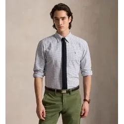 Polo Ralph Lauren für Herren. 710922273002 Custom Fit weißes Karo-Oxfordhemd (XXL), Lässig, Baumwolle, Klassisch, Langarm