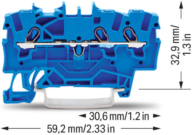 WAGO Bornier de passage 3 conducteurs TS 35 2001-1304 bleu (2001-1304)