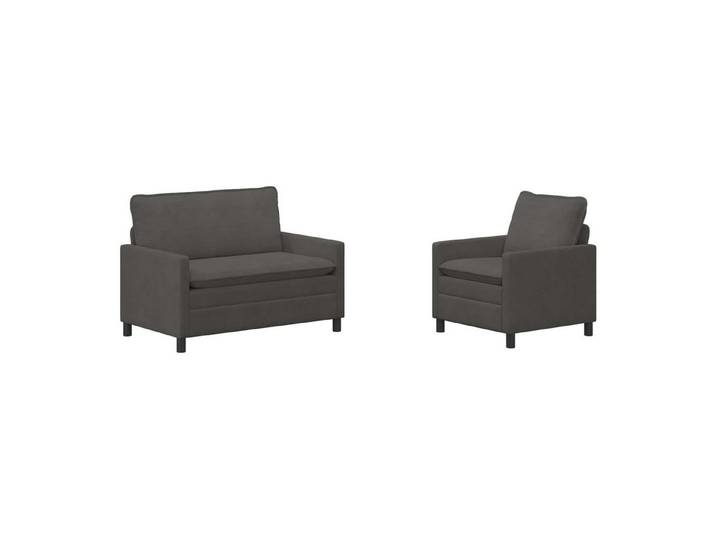 vidaXL Sofa Sofa Set 2 stk. Dunkelgrau Stoff, 2 Teile, Sofa Set 2 stk. Dunkelgrau Stoff