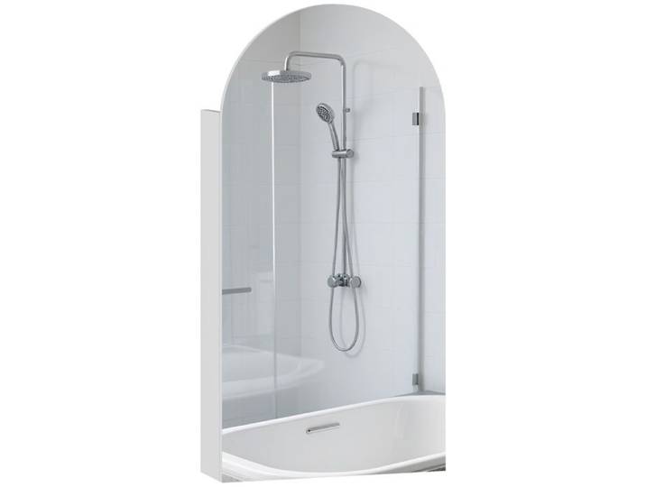Armoire à miroir arquée de salle de bain avec étagères en verre réglables Blanche