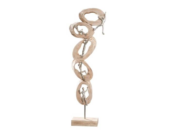 Casablanca Skulptur Climb, Deko Figur Naturfarben, Metall u. Mangoholz Statue Wohnzimmer, Büro Dekoration H. 77 cm x B. 23 cm - Geschenk Moderne Skulpturen, Klettern, Bergsteigen, Kletterer
