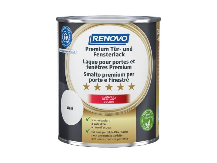 Renovo Premium Tür- und Fensterlack Weiss Glänzend 750 ml