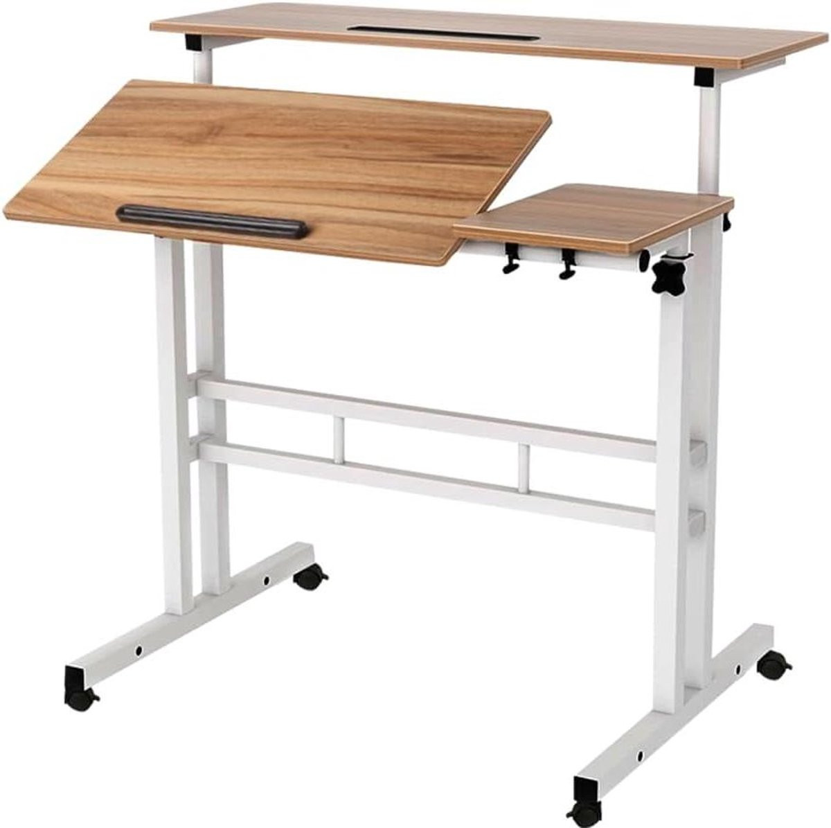 Ergonomisch Zit-sta bureau met zitherinnering en zwenkwielen voor thuiswerkers