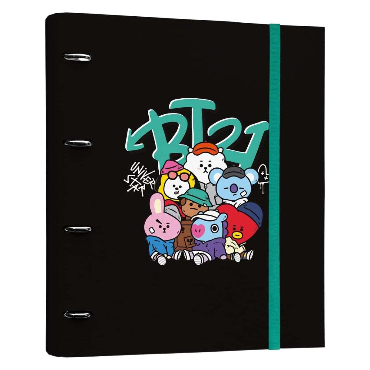BT21 - A4-Ordner aus der Street Mood-Kollektion (4 Ringe, Gummiband) (A4, 1 Stk.) (CAT0104)