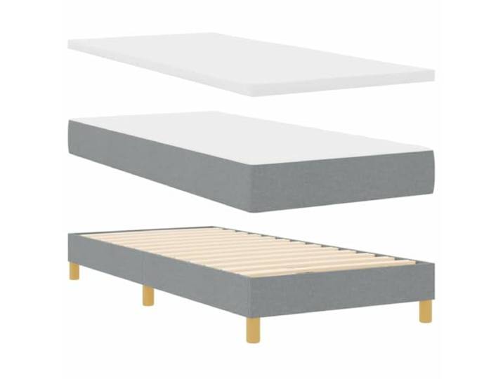 KTHLBRH Einzelbett hellgrau 200 x 90 cm mit Kopfteil Massivholz, Kopfteil verstellbar in 2 Höhen, Lattenrost, maximale Belastung 140 kg