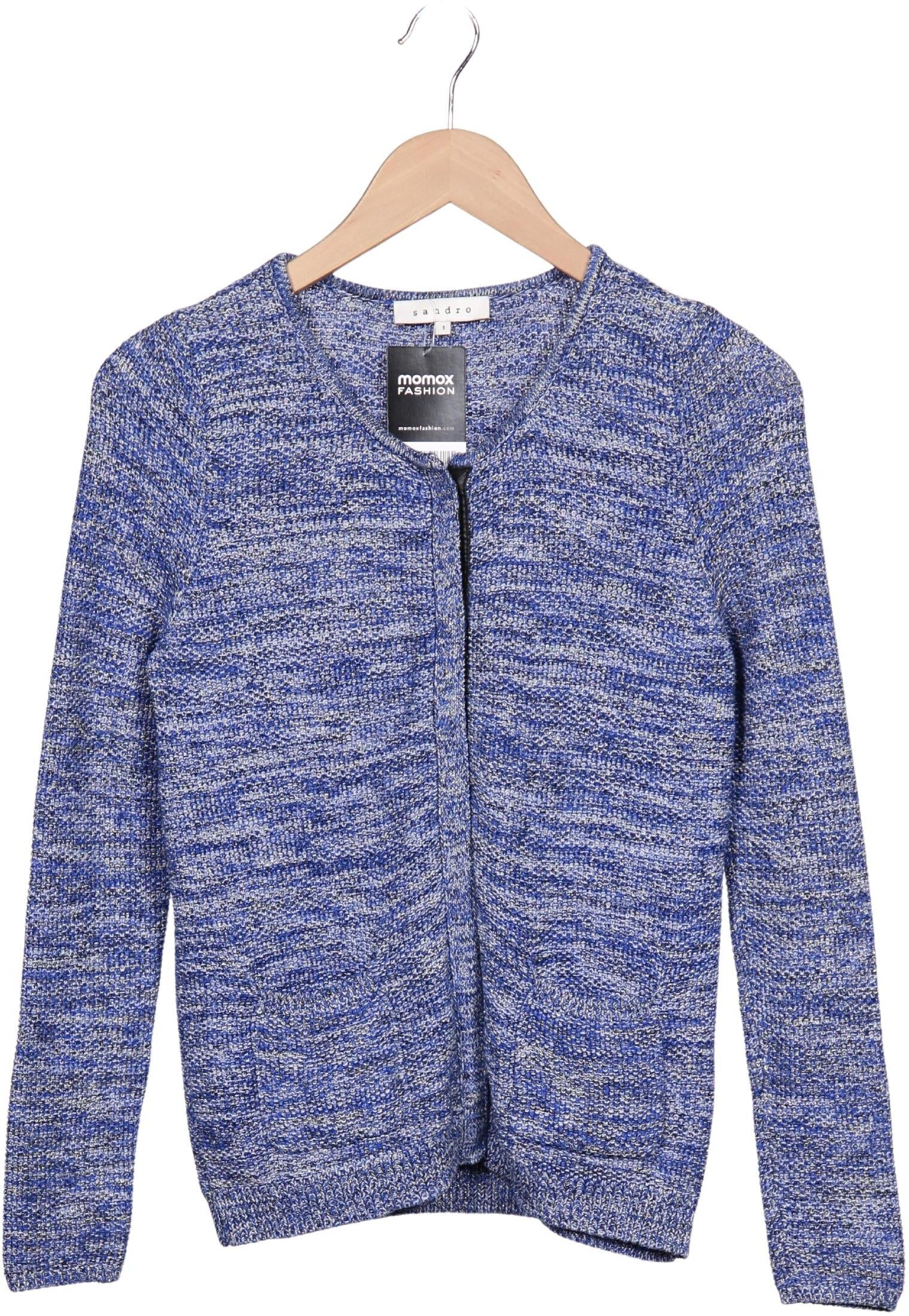 Sandro Damen Strickjacke, Blau, Gr. EU 36 (Sandro 1), Synthetik / Baumwolle / Leder - Second Hand