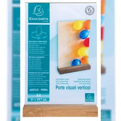 Exacompta 84258D 10x Tischaufsteller mit Holzsockel A4 Hochformat - Kristall
