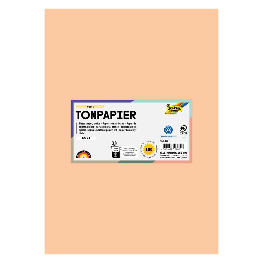 Folia Tonpapier, DIN A4, 130 g/qm, aprikose (130 g/m², 100x) (6442)