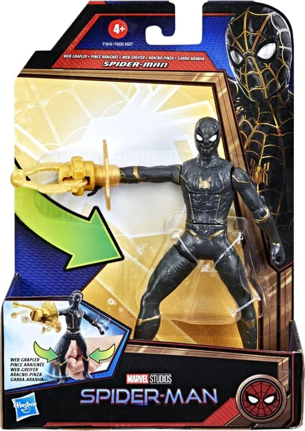 Hasbro Marvel Spider-Man speelgoed, zwart en goud, kunststof