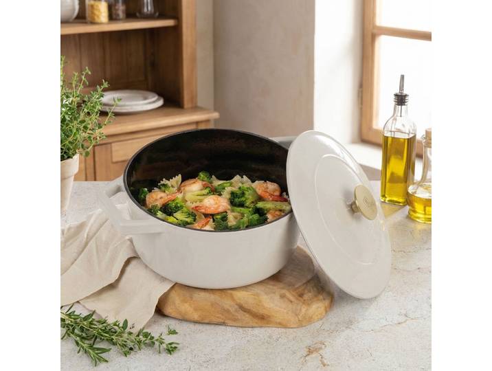Gusseisen Schmortopf Ø24 cm, 4,35L, creme