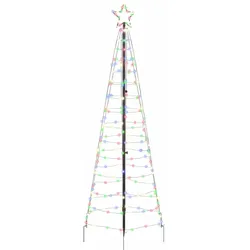 vidaXL LED Weihnachtsbaum mit Erdspießen Mehrfarbig 250 cm Eisen
