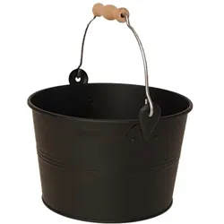 Sauna Aufgusskübel / Saunaeimer schwarz Stahlblech Bügelgriff