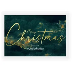 Weihnachtskarte: Goldene Wünsche in Grün