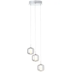 BRILLIANT Rafa LED Pendelleuchte 3flg Rondell chrom/rauchglas Innenleuchten,Pendelleuchten,-Rondell   3x 5.67W LED integriert, (Lichtstrom: 528lm, Lichtfarbe: 3000K)   In der Höhe einstellbar / Kabel