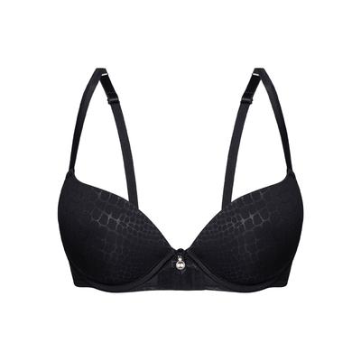 Push-up-BH SASSA "Push Up-BH PURE ANIMAL", Damen, Gr. 85, Cup C, schwarz, Stoff, Obermaterial: 85% Polyester PES. 15% Elasthan EL., BHs Push-up-BH