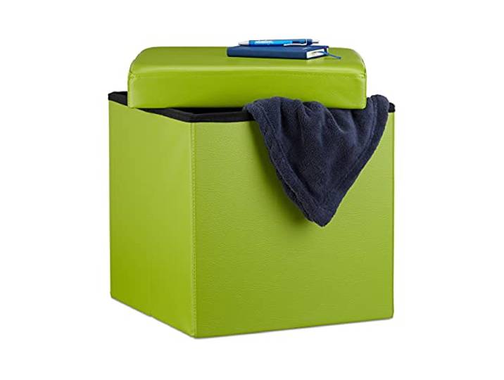Relaxdays 10019043_53 Tabouret\, Vert\, 38 x 38 x 38 cm similicuir\, 38x38x38 cm