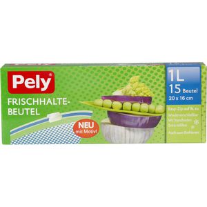 Pely Gefrierbeutel 5140, 1 Liter, mit Zip-Reißverschluss, 20 x 16cm, 15 Stück