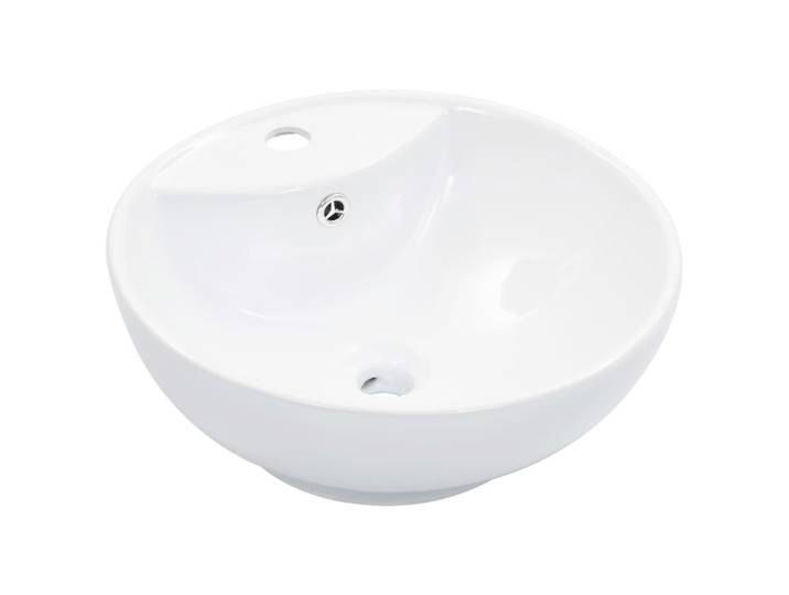 vidaXL Waschbecken mit Hahnloch Rund 46,5/18 cm aus Keramik Weiß, Rechteckig, 46.5x18x46.5 cm, Badezimmer, Waschbecken & Armaturen, Waschbecken