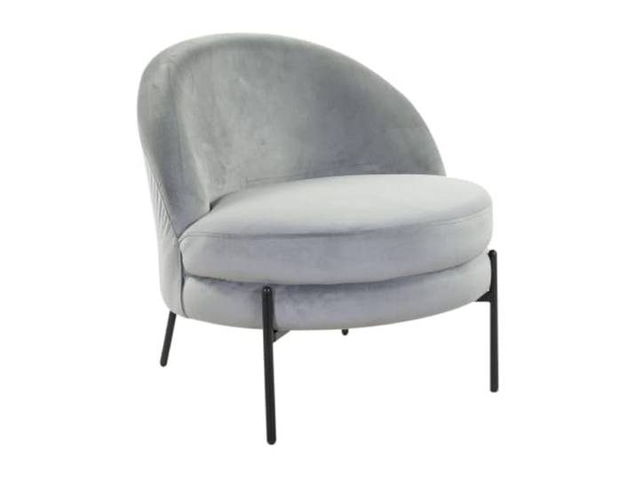 Butopêa Runder Samt-Sessel mit schwarzen Metallbeinen, moderner Akzent-Stuhl, 75 x 70 x 69 cm, Grau - GALET