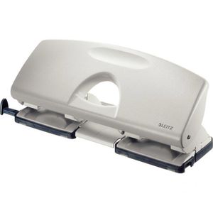 Leitz Mehrfachlocher 5022-00-85, 4-fach Doppellocher aus Metall, grau, bis 16 Blatt