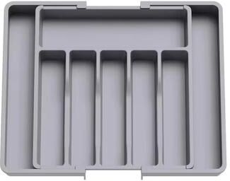 Inspire Essentials Adjustable Flatware Organizer Drawer Tray With Dividers gray