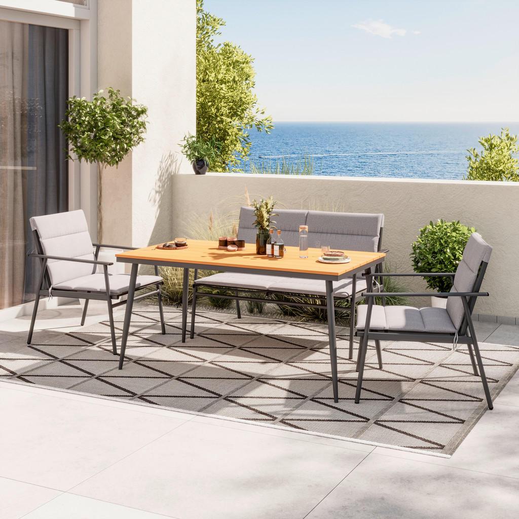 Ambia Garden Gartenmöbel-Set , Grau, Naturfarben, Dunkelgrau , Textil , 7-teilig , Füllung: Polyester , 63.5x82x70 cm , Gartenmöbel, Gartengarnituren, Gartenmöbel-Set