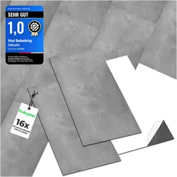 Endorphin, Bodenbelag, Vinylboden selbstklebend in Betonoptik Hellgrau 2,97qm (Vinylboden, 2.97 m2)