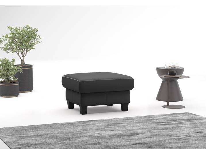 Polsterhocker GOODPRODUCT Varese , schwarz, B:77cm H:49cm T:67cm, Hocker, Polsterhocker, Kreuznaht in beige