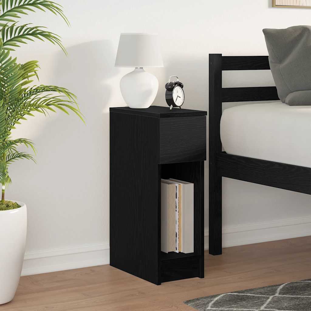 Alpen Home Cornelio 20cm W Manufactured Wood Bedside Table Black Oak 60cm H X 20cm W X 36cm D