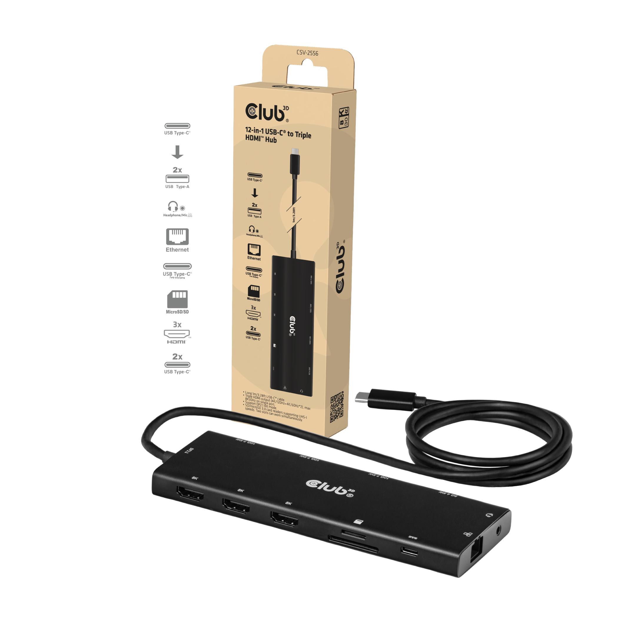 Club3D Club 3D CSV-2556 12in1 4K/120Hz 8K/30Hz Docking Station