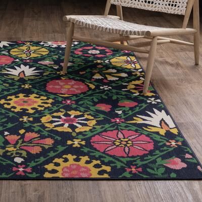 Style Haven Harlowe Bold Boho Floral Navy/ Multi Area Rug