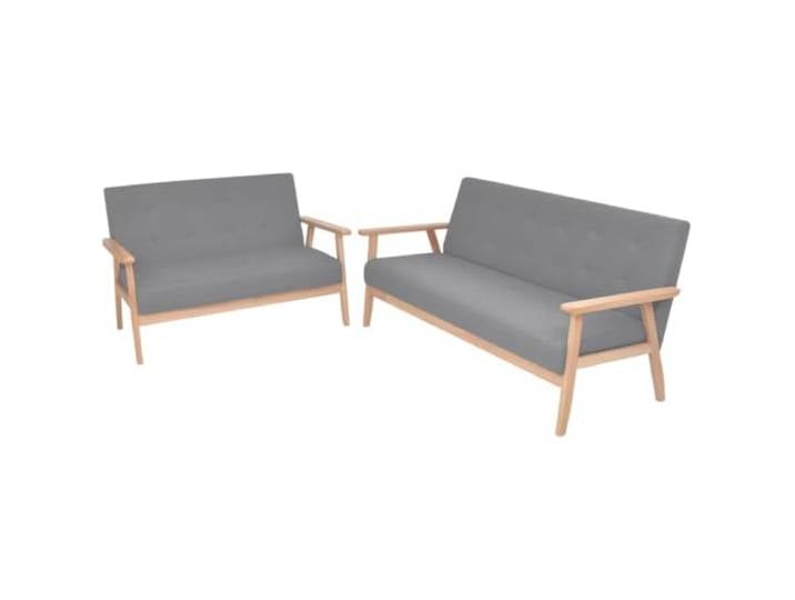 HEFZGDB Skandinavisches Sofa-Set 2-TLG. Stoff Hellgrau mit 2-Sitzer und 3-Sitzer, Bequeme Polstergarnitur aus Massivholz für Wohnzimmer, Langlebige Sitzgruppe