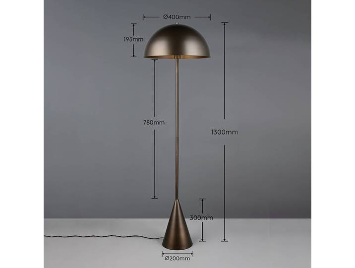 Trio Lighting Stehlampe Alfie, alu / grau / zink, für Wohn- / Esszimmer, Metall, Stehlampe
