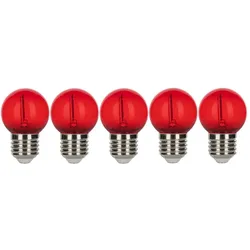 Bailey 5x Kugelbirne Rot | LED Glühfaden 0.6W | Große Fassung E27 Kunststoff