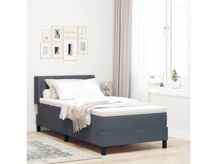 Holzwerkstoff Kiefernholz Boxspringbett Schlafzimmer Minimalismus Grau 190 Boxspringbett mit Matratze Dunkelgrau 190x90 cm Polsterbett mit verstellbarem Kopfteil Taschenfederkern-Matratze Kiefernholz