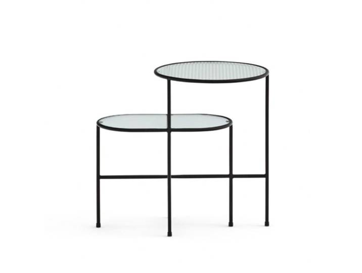 Table d'appoint effet gigogne en métal et verre noir